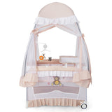 Convertible Bassinet with Removable Changing Table and Detachable Mesh Net-Pink