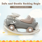 Convertible Rocking Horse and Sliding Car with Detachable Balance Board-Dark Gray