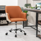 PU Covered Office Chair with Adjustable Height and Sponge Padded Cushion-Brown