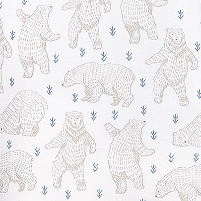 Zipper Footie - Dancing Bears on White  100% Pima Cotton by Feather Baby