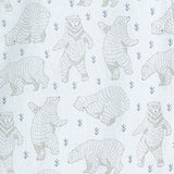 Zipper Footie - Dancing Bears on Baby Blue  100% Pima Cotton by Feather Baby