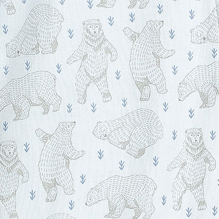 Zipper Footie - Dancing Bears on Baby Blue  100% Pima Cotton by Feather Baby