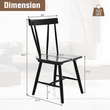 Windsor Style Armless Chairs with Solid Rubber Wood Frame-Black