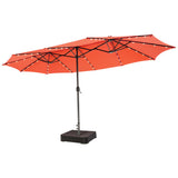 15 Feet Double-Sided Patio Umbrella with 48 LED Lights-Orange