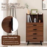 4-Drawer Dresser with 2 Anti-Tipping Kits for Bedroom-Walnut