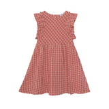 Plaid Dress With Ruffle Sleeves Cinnamon Pink by Deux par Deux