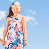 Printed Beach Dress Pink & Blue Butterflies by Deux par Deux