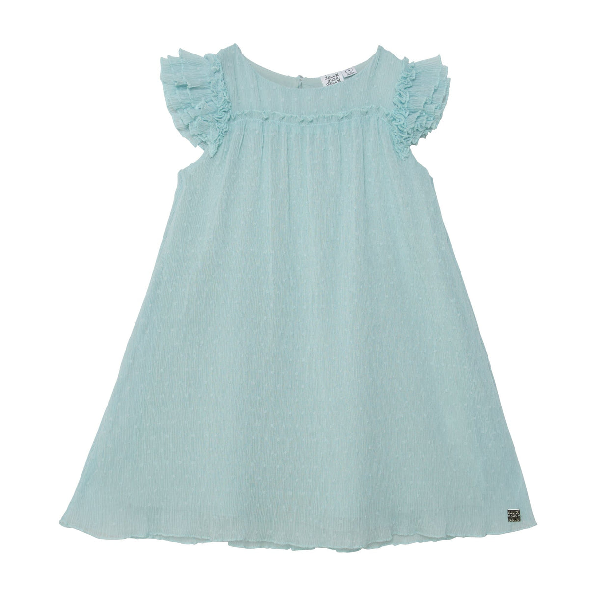 Short Sleeve Dress With Frill Light Turquoise by Deux par Deux