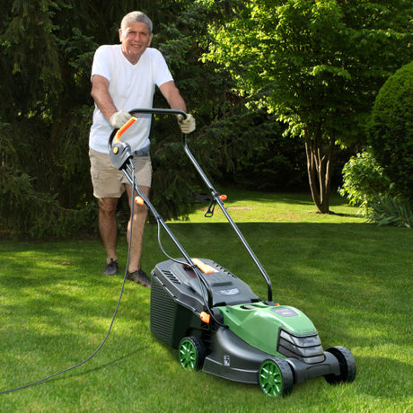 10 AMP 13 Inch Electric Corded Lawn Mower with Collection Box-Black & Green