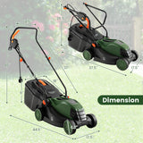 10 AMP 13 Inch Electric Corded Lawn Mower with Collection Box-Black & Green