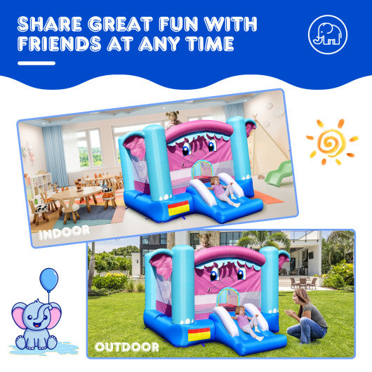 3-in-1 Elephant Theme Inflatable Castle without Blower