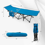 Wide Foldable Camping Cot with Carry Bag-Blue