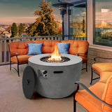 36 Inch Round Concrete Propane Fire Pit Table with Lava Rocks PVC Cover 50000 BTU
