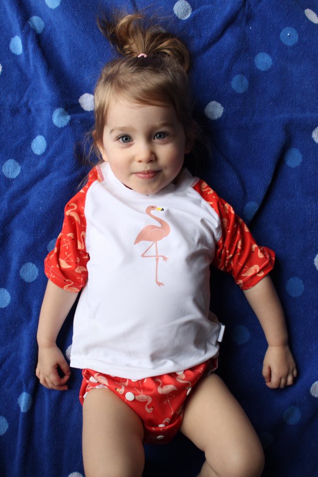 Flamingo Baby Rash Guard, Sun Protective Swim Shirt (Sizes 6M–5T) by Beau & Belle Littles