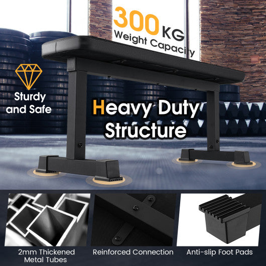 Flat Weight Bench 660 LBS Heavy Duty Strength Training Bench-Black