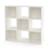 Wooden Kids Bookcase with Storage Cubbies and Anti-toppling Devices-White