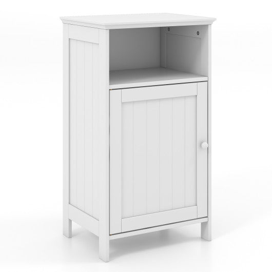 Bathroom Freestanding  Adjustable Shelf Floor Storage Cabinet-White