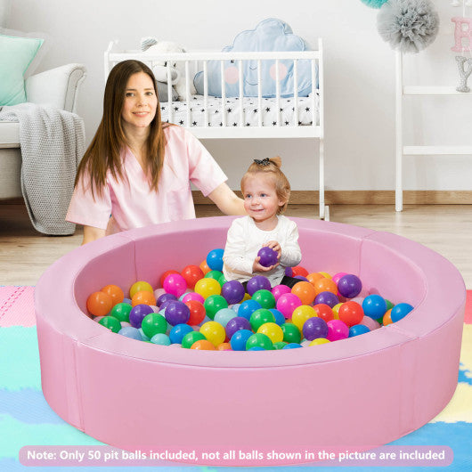 Large Round Foam Ball Pit with PU Surface and 50 Balls-Pink