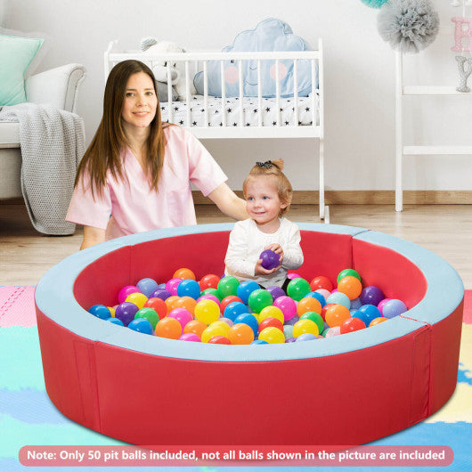 Large Round Foam Ball Pit with PU Surface and 50 Balls-Red