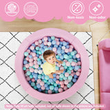 Large Round Foam Ball Pit with PU Surface and 50 Balls-Pink