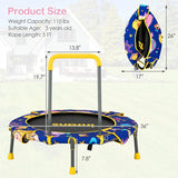 36 Inch Foldable Mini Trampoline for Kids with Adjustable Straps