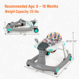 2-in-1 Foldable Activity Push Walker with Adjustable Height-Gray