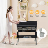 Portable Baby Changing Table with Wheels and 4-position Adjustable Heights