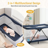 Foldable Baby Playpen with Removable Mattress and Washable Cover