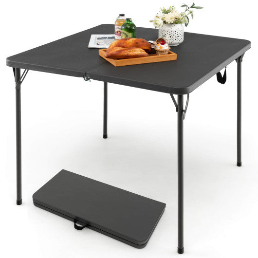 Folding Camping Table with All-Weather HDPE Tabletop and Rustproof Steel Frame-Gray