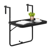 Folding Hanging Table with 3-Level Adjustable Height for Patio Balcony-Black