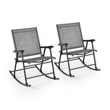 Set of 2 Folding Rocking Chair with Breathable Seat Fabric-Set of 2