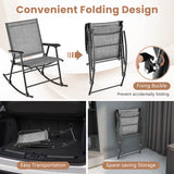 Set of 2 Folding Rocking Chair with Breathable Seat Fabric-Set of 2