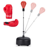 Adjustable Freestanding Punching Bag with Boxing Gloves-Red