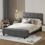 Twin/Full/Queen Upholstered Bed Frame with Ottoman Storage-Full Size