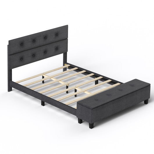 Twin/Full/Queen Upholstered Bed Frame with Ottoman Storage-Full Size
