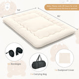 Queen/King/Twin/Full Futon Mattress Floor Sleeping Pad with Washable Cover Beige-Full Size