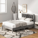 Twin/Full/Queen Platform Bed with High Headboard and Wooden Slats-Full Size
