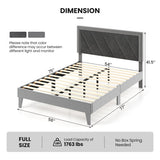 Twin/Full/Queen Platform Bed with High Headboard and Wooden Slats-Full Size