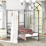 Twin/Full/Queen Size Metal Canopy Bed Frame with Slat Support-Full Size