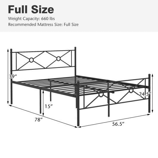 Full/Queen Size Metal Platform Bed Frame with Headboard and Footboard-Full Size