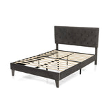 Full/Queen Size Upholstered Platform Bed with Tufted Headboard-Full Size