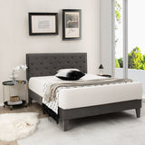 Full/Queen Size Upholstered Platform Bed with Tufted Headboard-Full Size