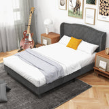 Full/Queen Size Upholstered Platform Bed Frame with Button Tufted Headboard-Full Size