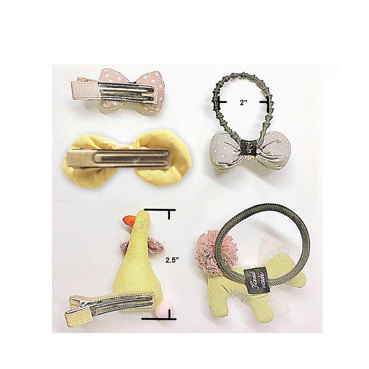 Handmade 5 Pieces Hair Accessory Kids Gift Set, Yellow Duck by Peterson Housewares & Artwares