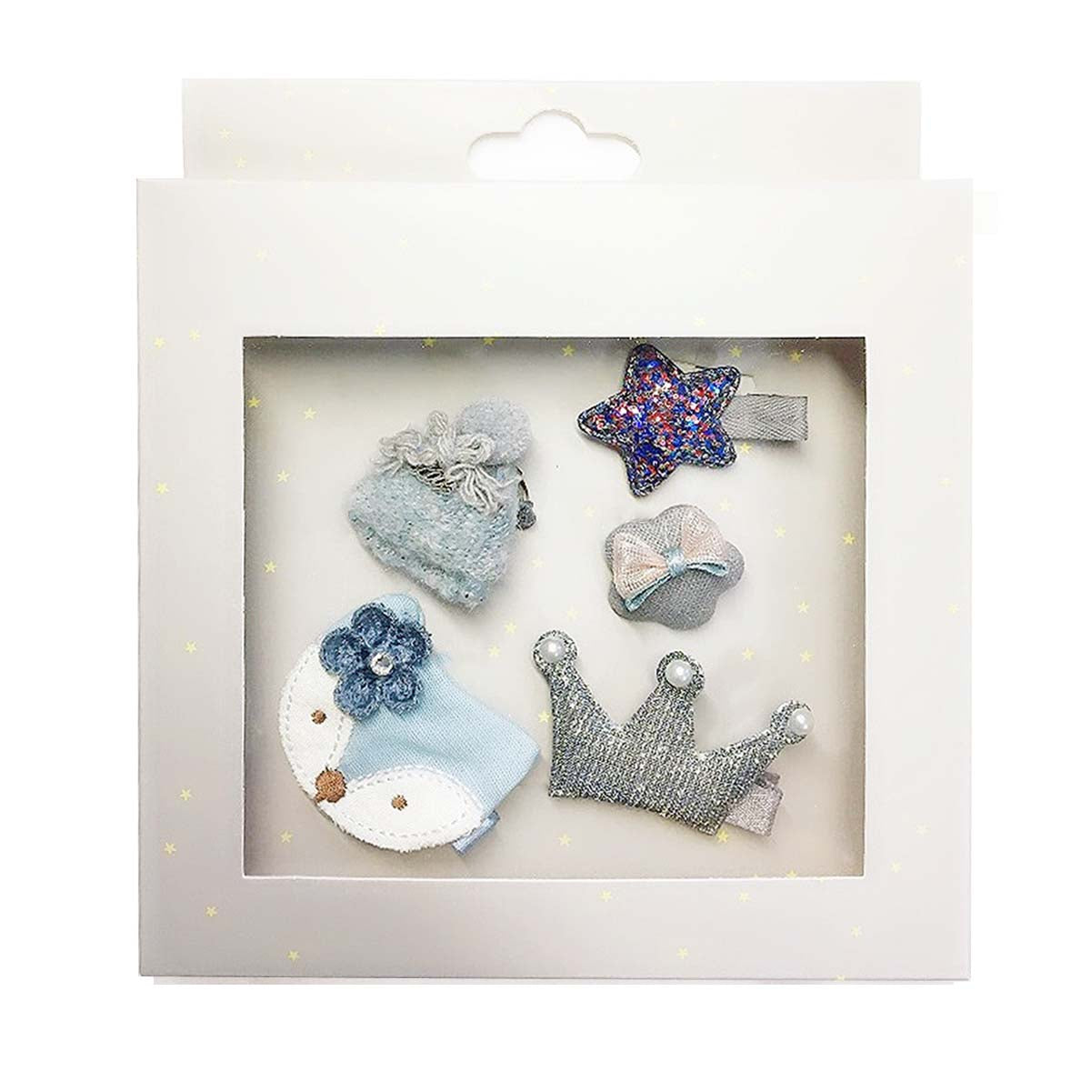 Handmade 5 Pieces Hair Accessory Kids Gift Set, Blue Hat by Peterson Housewares & Artwares