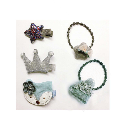 Handmade 5 Pieces Hair Accessory Kids Gift Set, Blue Hat by Peterson Housewares & Artwares