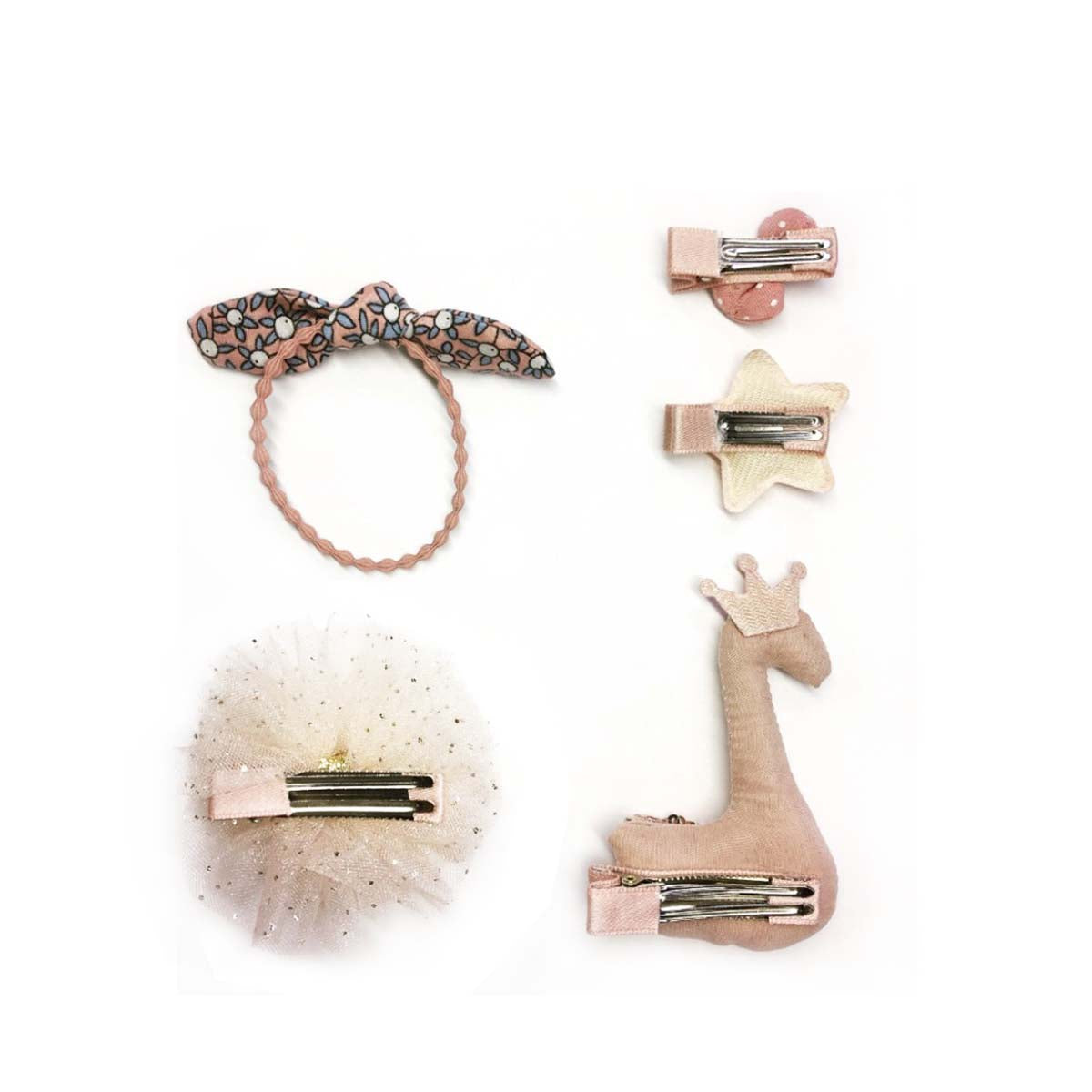 Handmade 5 Pieces Hair Accessory Kids Gift Set, Pink Swan by Peterson Housewares & Artwares
