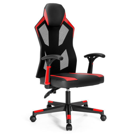 Gaming Chair with Adjustable Mesh Back-Red