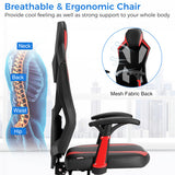 Gaming Chair with Adjustable Mesh Back-Red