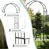Garden Arch Arbor Trellis with Gate Patio Plant Stand Archway-Black